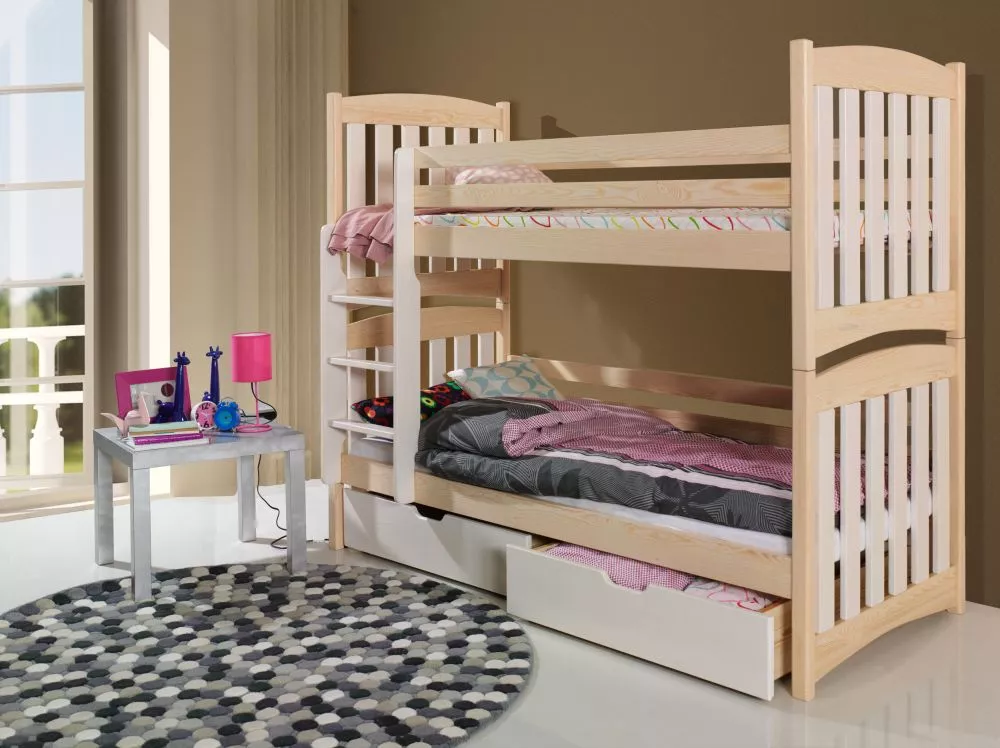 Bērnu gulta Serafin 80x180 ar stelāžām Kāpņu puse: Pa labi, Guļamvietas platums: 80 cm, Guļamvietas garums: 180 cm, · 87