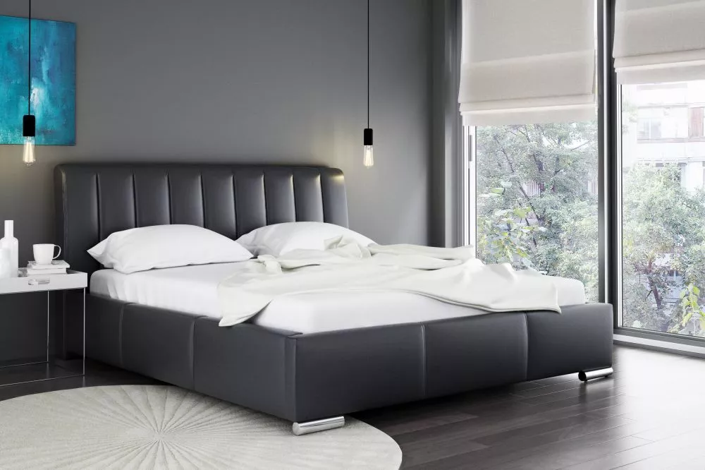 Gulta Milano standart ar stelāžu Guļamvietas platums: 140 cm, Guļamvietas garums: 200 cm, stelāžas tips: metāla, · Melns