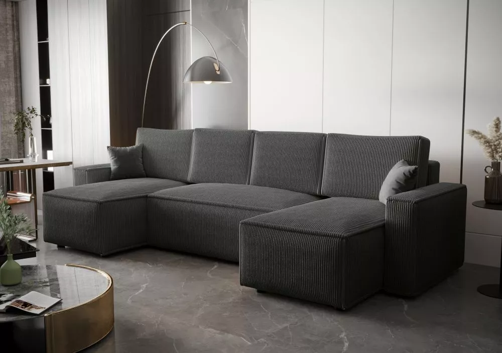 Dīvāns Ambro U standard · Tumši pelēks · 143 × 300 × 85 cm
