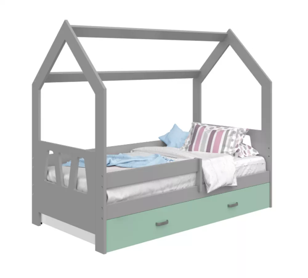 Bērnu gulta Domek D3-A ar stelāžu Guļamvietas platums: 80 cm, Guļamvietas garums: 160 cm, · 87 × 164 × 144 cm