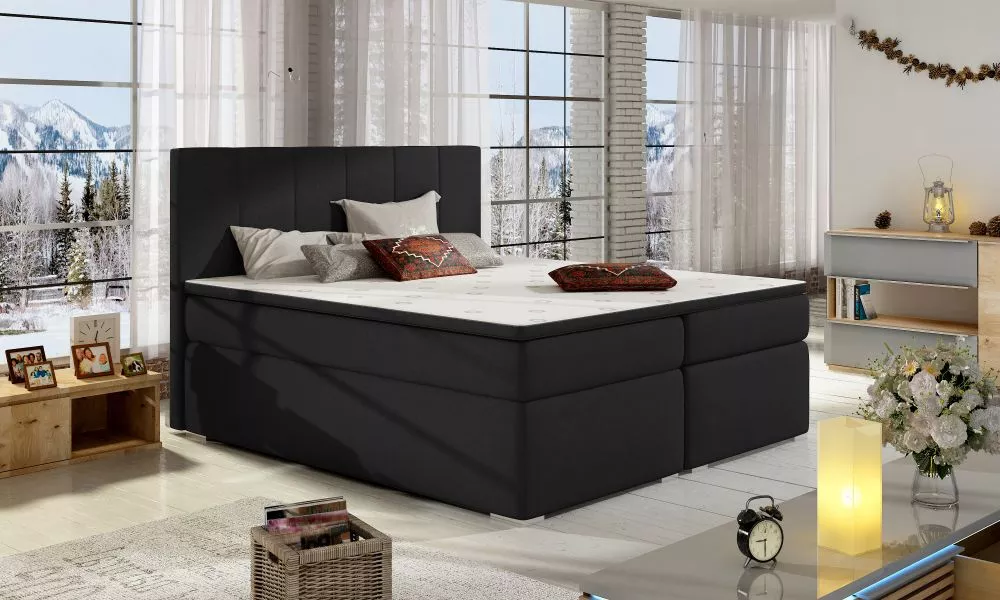 Gulta Bolero Boxspring standard Guļamvietas platums: 160 cm, Guļamvietas garums: 200 cm, · Melns · 163 × 205 × 126 cm