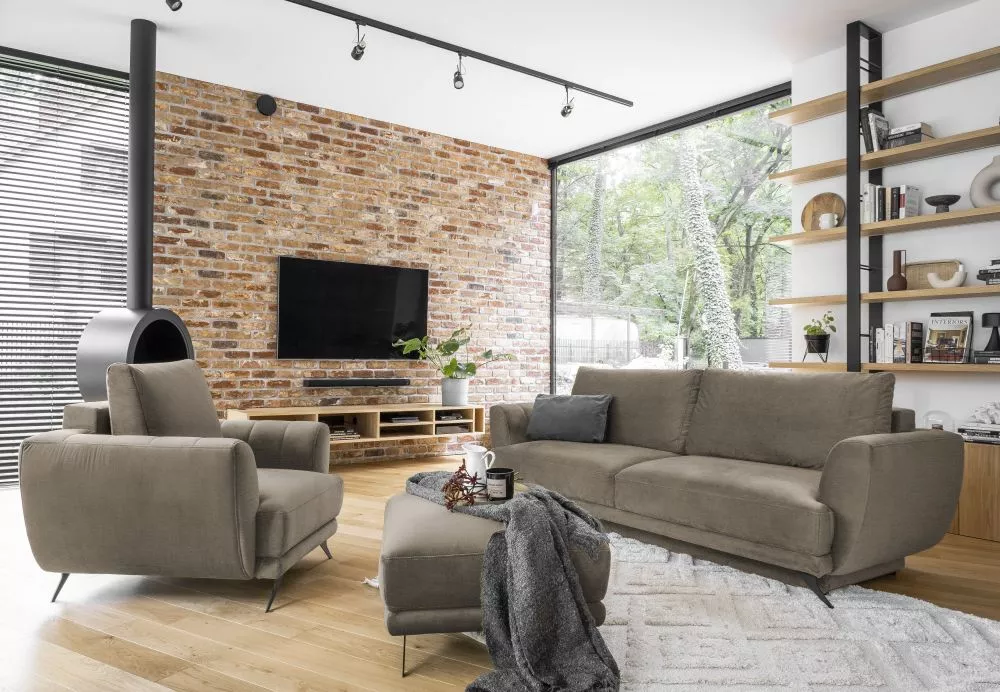 Komplekts Megis 3S+1S+P Lux standard · Brūns · 95 × 250 × 90 cm