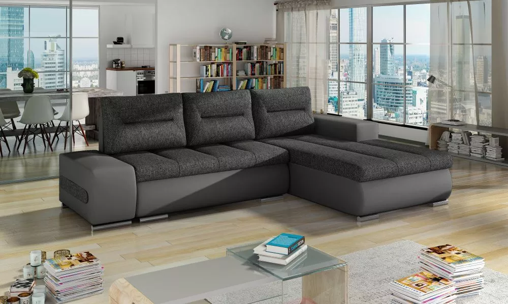 Dīvāns Ottavio Lux standard · Tumši pelēks + pelēks · 180 × 275 × 85 cm