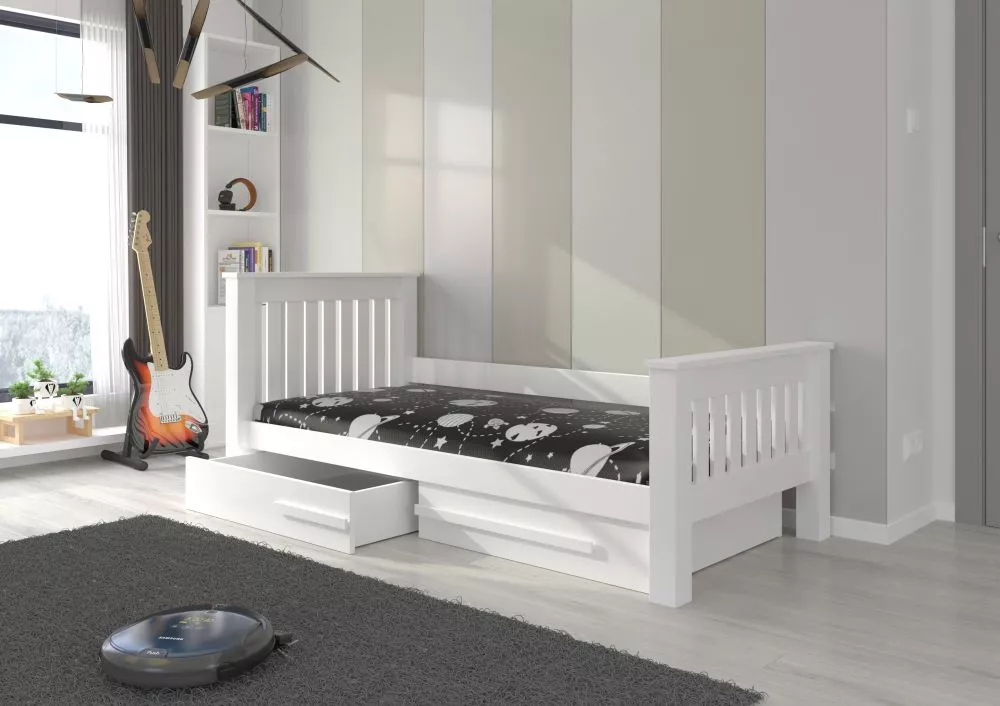 Bērnu gulta Carmel ar stelāžu Guļamvietas platums: 90 cm, Guļamvietas garums: 200 cm, · Balts · 104 × 217 × 97 cm