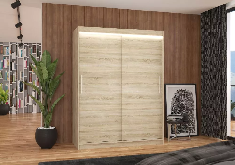 Skapis Denver ar LED · Sonoma · 150 × 58 × 200 cm