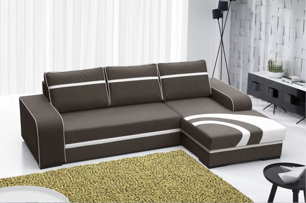 Dīvāns Flores Classic Standard · Brūns + balts · 165 × 285 × 90 cm