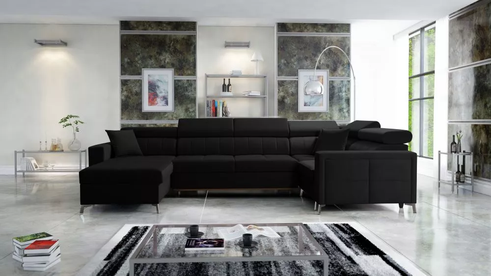 Dīvāns Side 5 Mini Standard · Melns · 198 × 332 × 83 cm