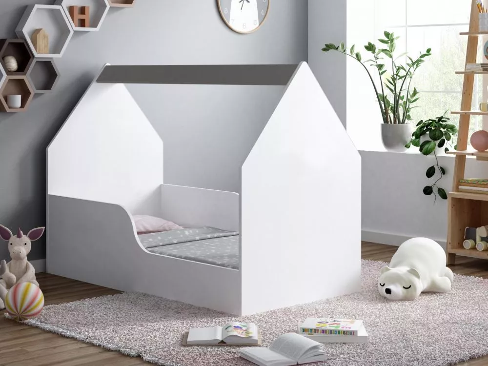 Bērnu gulta House 2 ar stelāžu Guļamvietas platums: 80 cm, Guļamvietas garums: 160 cm, · 80 × 164 × 106 cm