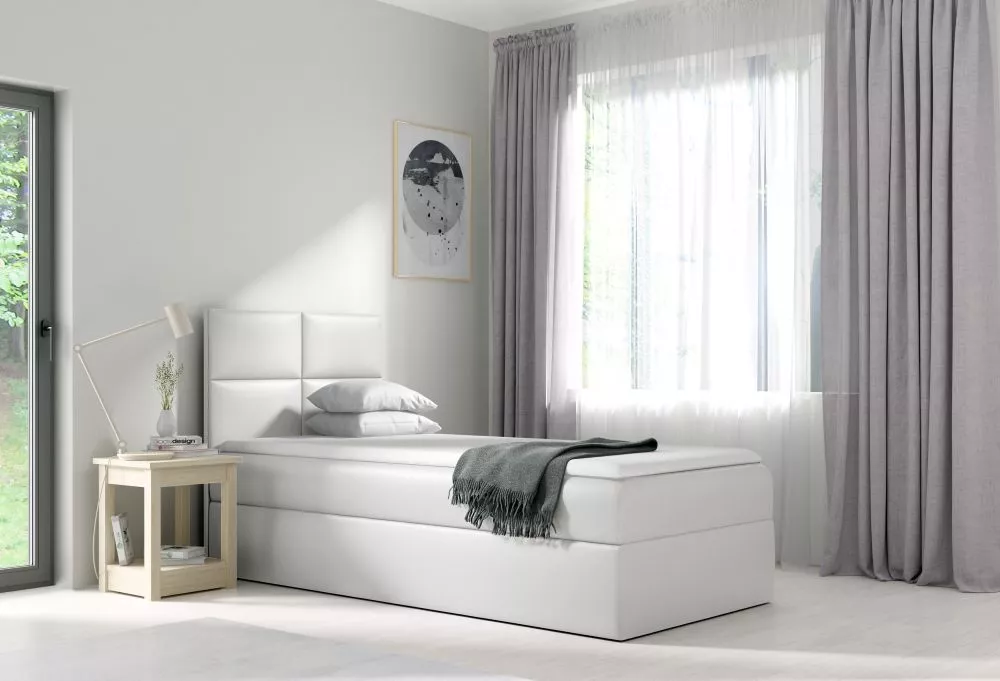 Gulta Mini 3 R Boxspring Standard Guļamvietas platums: 80 cm, Guļamvietas garums: 200 cm, · Balts · 82 × 208 × 103 cm