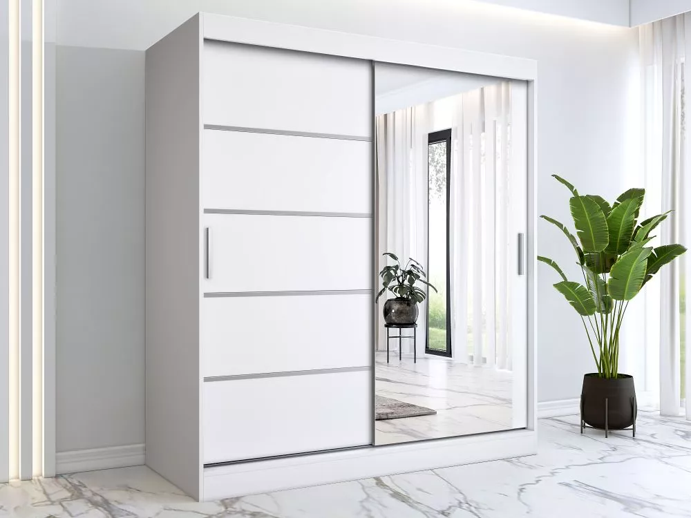Skapis Pepe Mirror · Balts · 180 × 60 × 200 cm