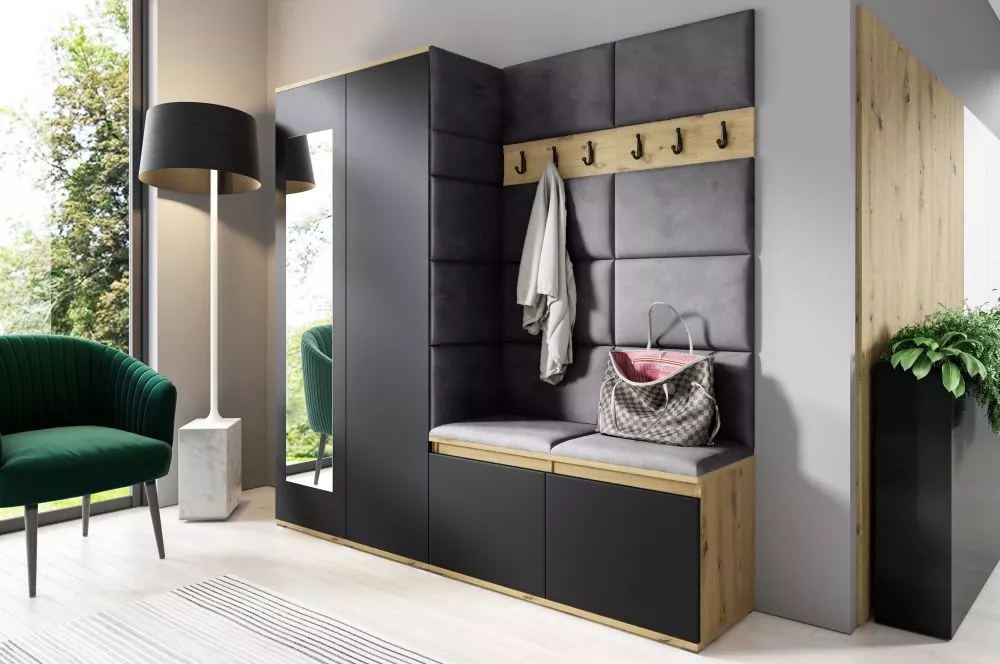 Apavu plaukts Emi 8 Trinity Korpusa krāsa: ozols artisan + melns, · 190 × 185 × 40 cm