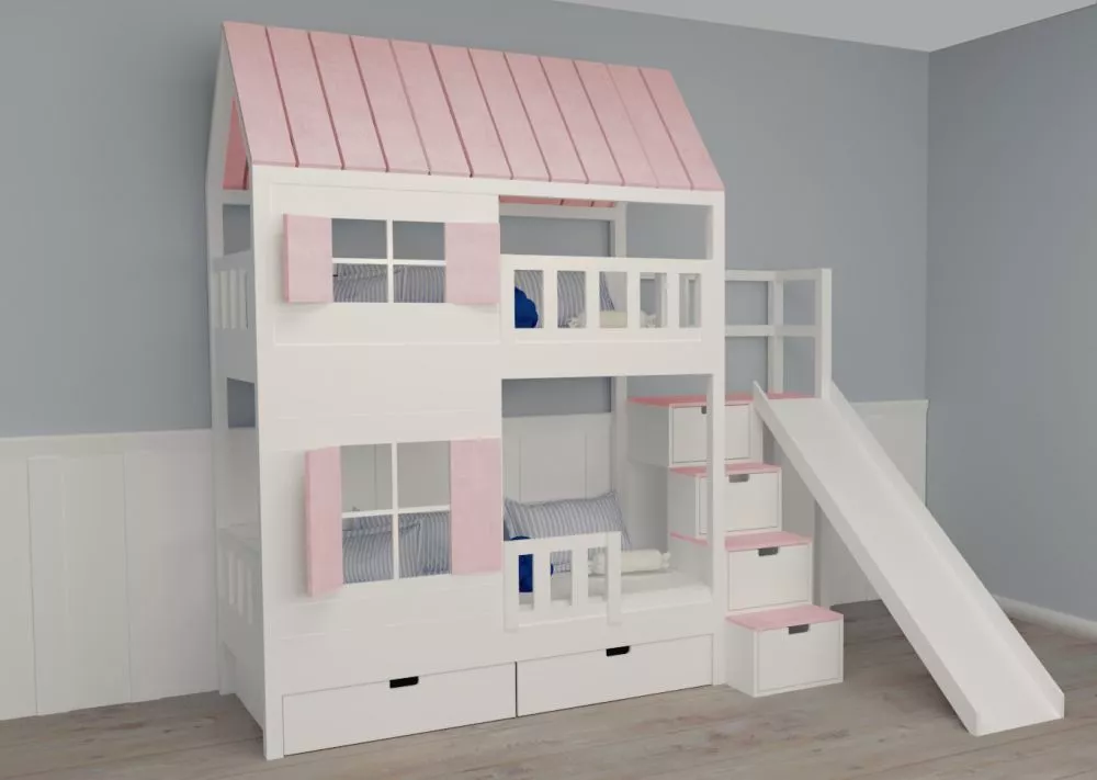 Bērnu gulta 101P+Z ar stelāžām Kāpņu puse: Pa labi, Guļamvietas platums: 80 cm, Guļamvietas garums: 160 cm, · 140 × 247 