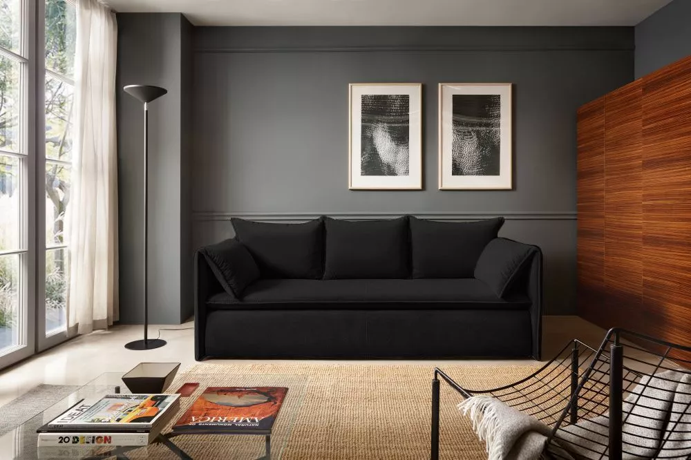 Dīvāns Gold Sofa standard · Melns · 105 × 218 × 89 cm