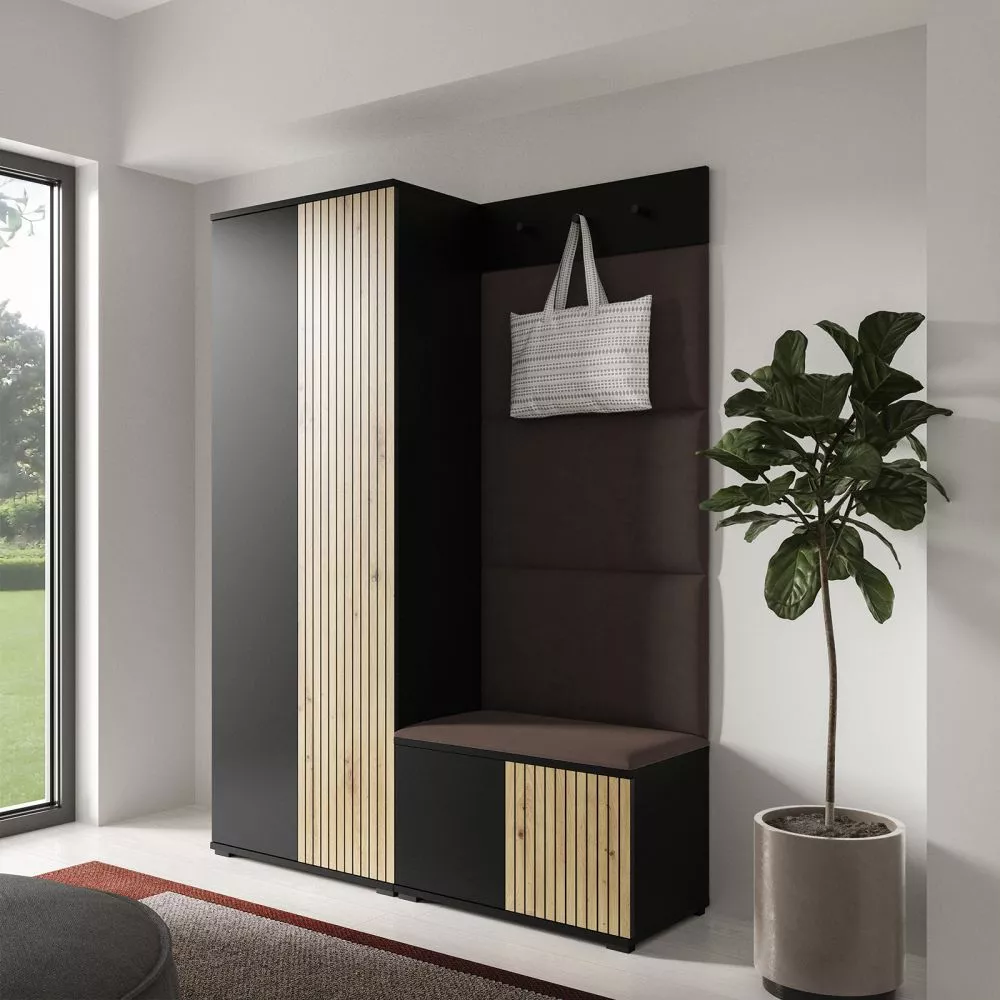 Apavu plaukts Ross 1 Trinity Korpusa krāsa: melns + ozols artisan, · 140 × 185 × 40 cm