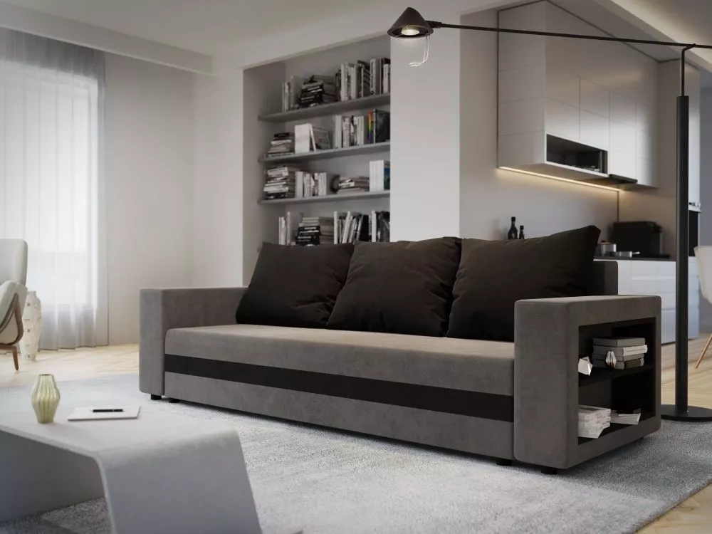 Dīvāns Sydney Sofa standard · Pelēks + melns · 90 × 245 × 90 cm