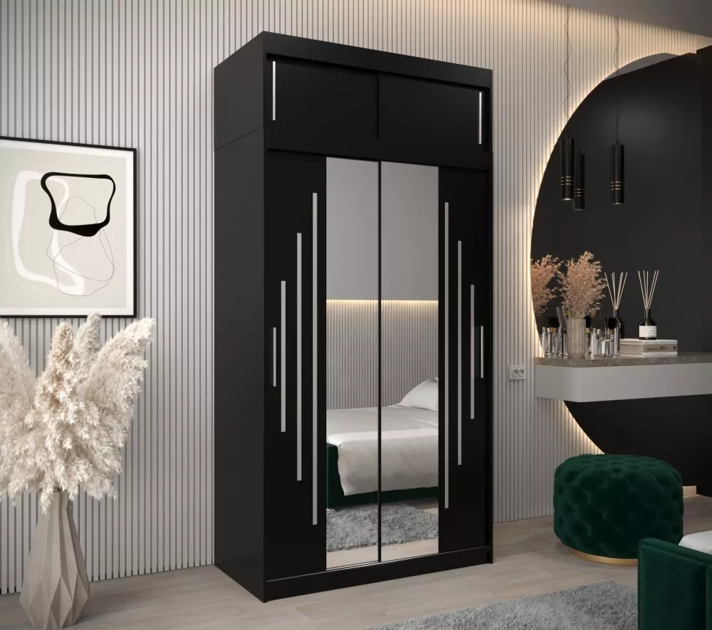 Skapis York 1 Premium · Melns · 120 × 62 × 240 cm