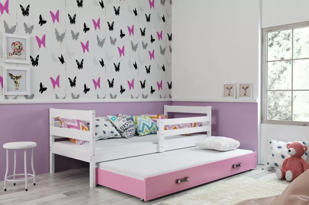Bērnu gulta Eryk Trundle White ar stelāžām Guļamvietas platums: 80 cm, Guļamvietas garums: 190 cm, · 87 × 196 × 77 cm