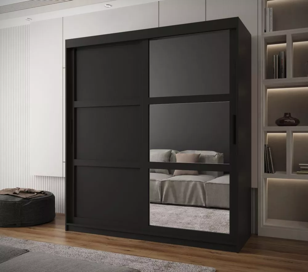 Skapis Miror 3 · Melns · 180 × 62 × 200 cm