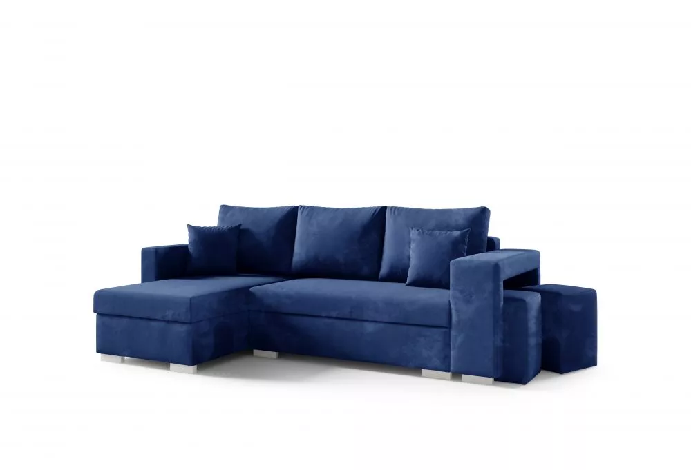 Dīvāns Olivia Grand Standard ar pufiem · Zils · 143 × 243 × 90 cm