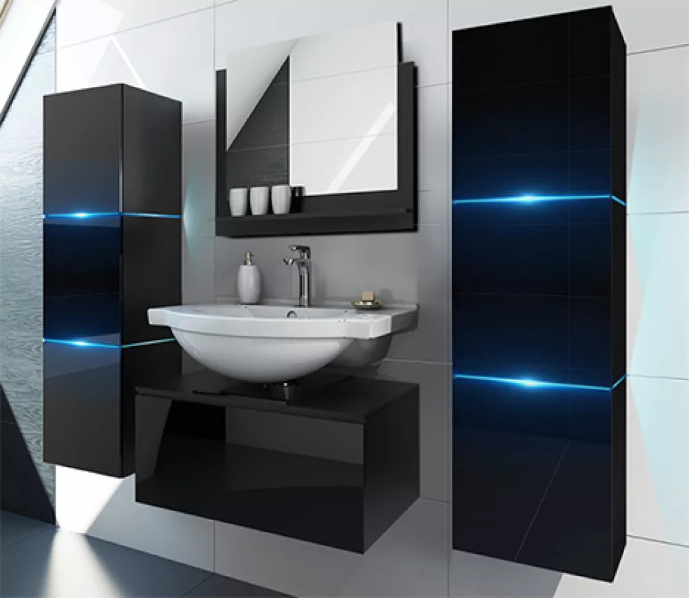 Vannas istabas komplekts Like 14 ar LED · Melns · 110 × 120 × 42 cm
