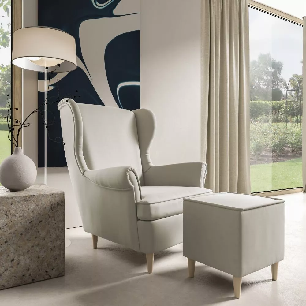 Mīksts krēsls Maya 194 1S+P Standard Sēdvietas dziļums: 55 cm, · Gaišais krēms · 85 × 90 × 103 cm