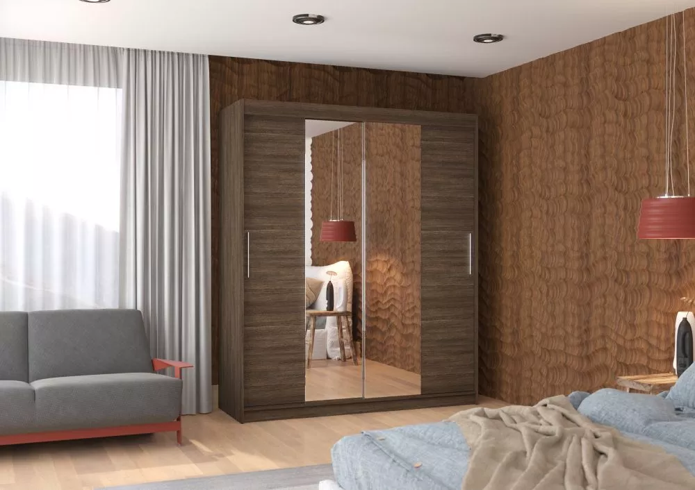 Skapis Dallas ar LED · Šokolādes · 180 × 58 × 215 cm
