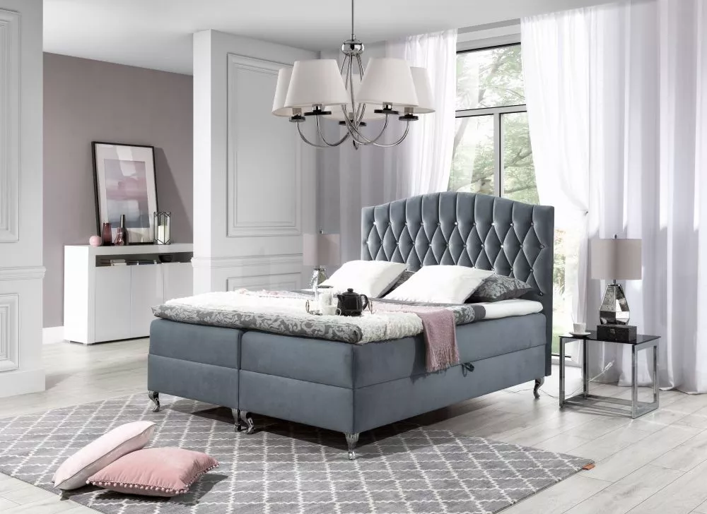 Gulta Puerto Boxspring Premium Standard Guļamvietas platums: 120 cm, Guļamvietas garums: 200 cm, · Pelēks · 122 × 207 × 