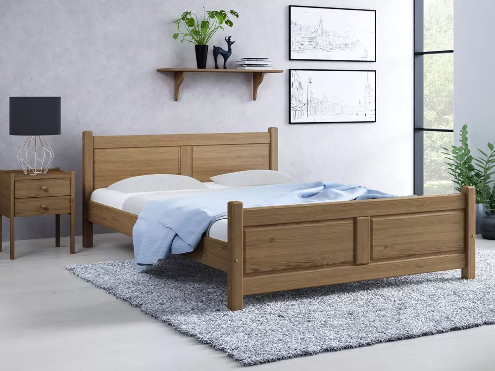 Gulta Lena ar stelāžu Guļamvietas platums: 160 cm, Guļamvietas garums: 200 cm, · Eiropas ozols · 168 × 211 × 76 cm