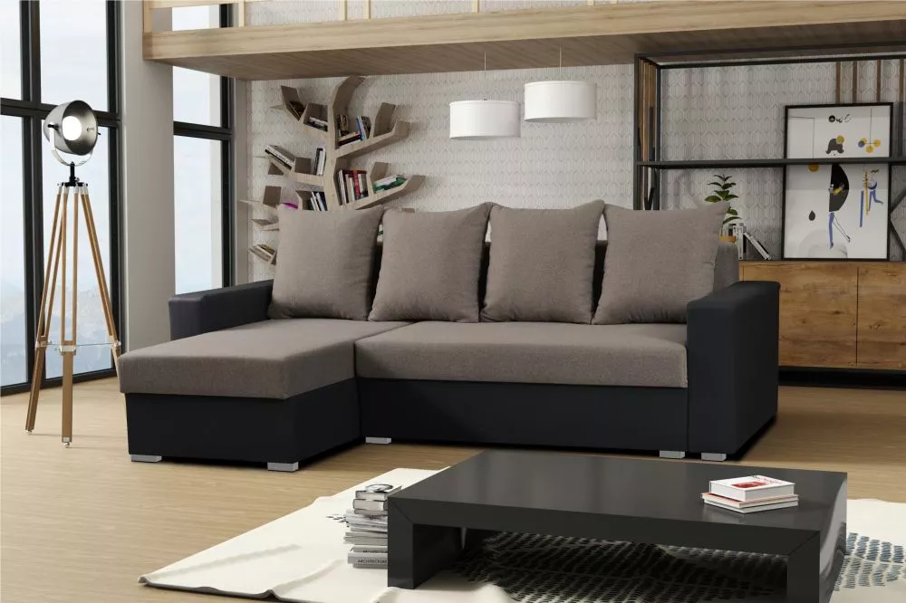 Dīvāns Vegas Comfort standard · Bēšs + tumši brūns · 150 × 238 × 73 cm