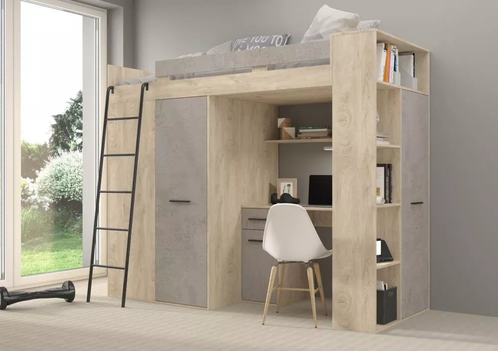 Divstāvu gulta Verana L ar stelāžu Guļamvietas platums: 90 cm, Guļamvietas garums: 200 cm, · 120 × 236 × 190 cm