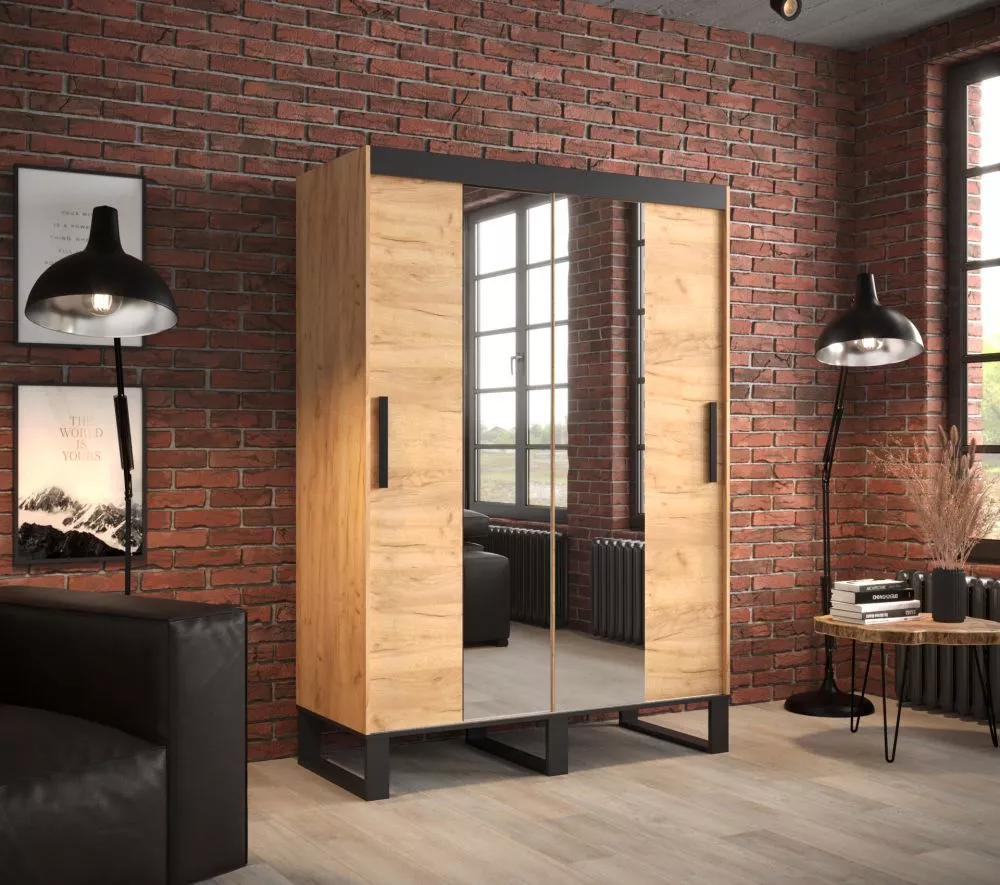 Skapis Loft T1 · Ozols craft zelts · 150 × 62 × 212 cm