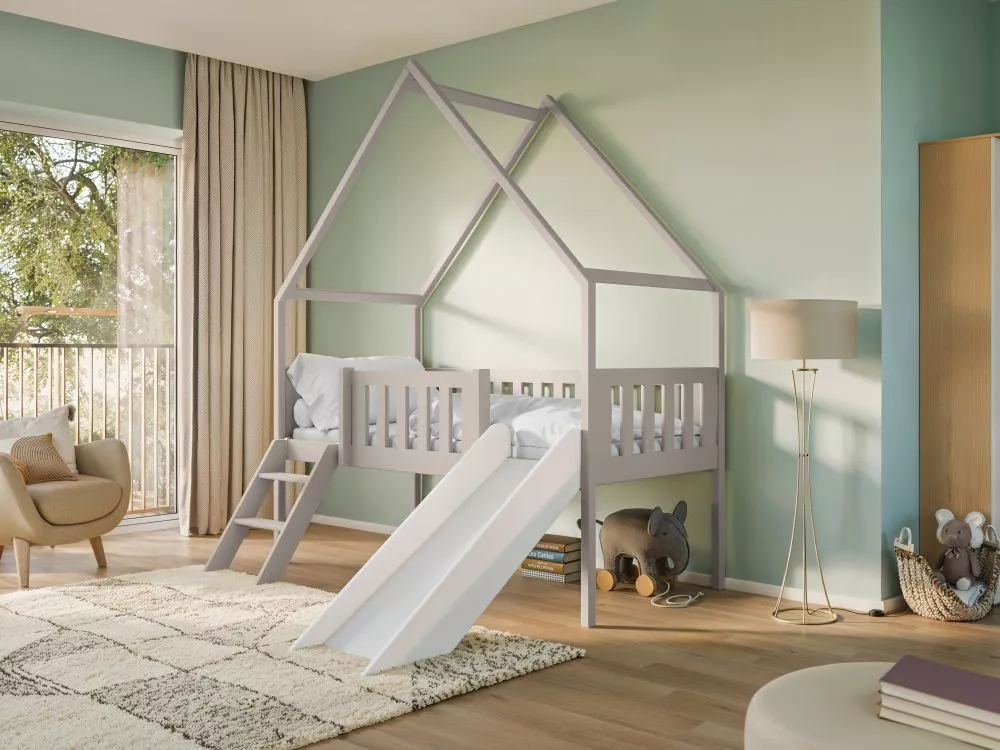 Bērnu gulta Angel 80x180 ar stelāžu Guļamvietas platums: 80 cm, Guļamvietas garums: 180 cm, · Kašmira · 87 × 188 × 220 c