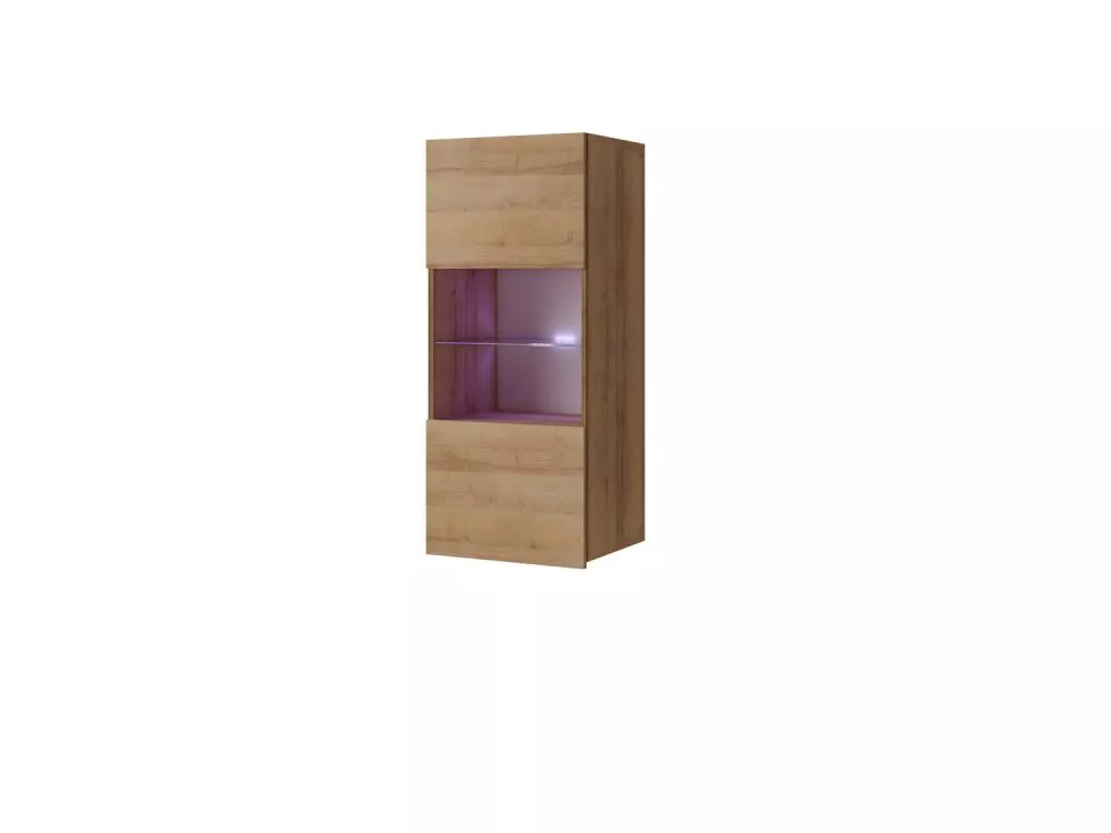 Sekcija Calabrini C W ar LED · Zelta ozols · 45 × 32 × 117 cm