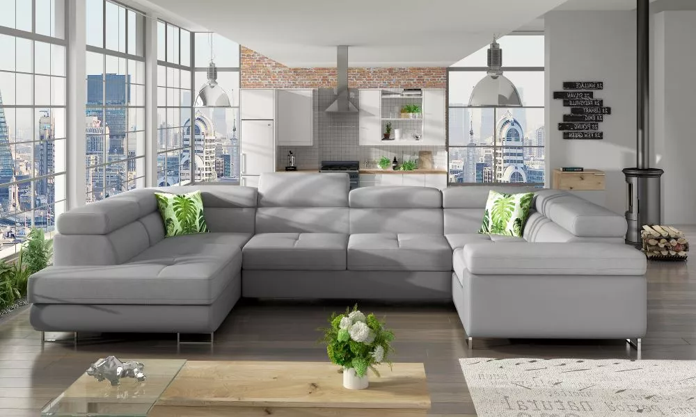 Dīvāns Letto standard · Pelēks + pelēks · 202 × 340 × 90 cm