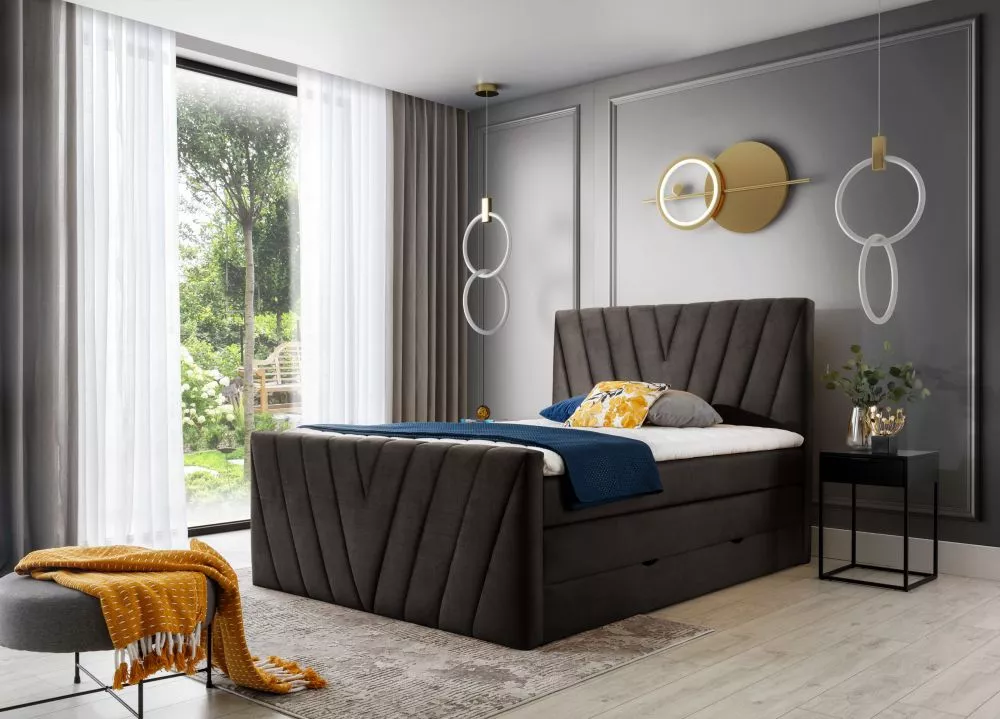 Gulta Candice Boxspring Lux standard Guļamvietas platums: 180 cm, Guļamvietas garums: 200 cm, · Tumši brūns · 180 × 220 
