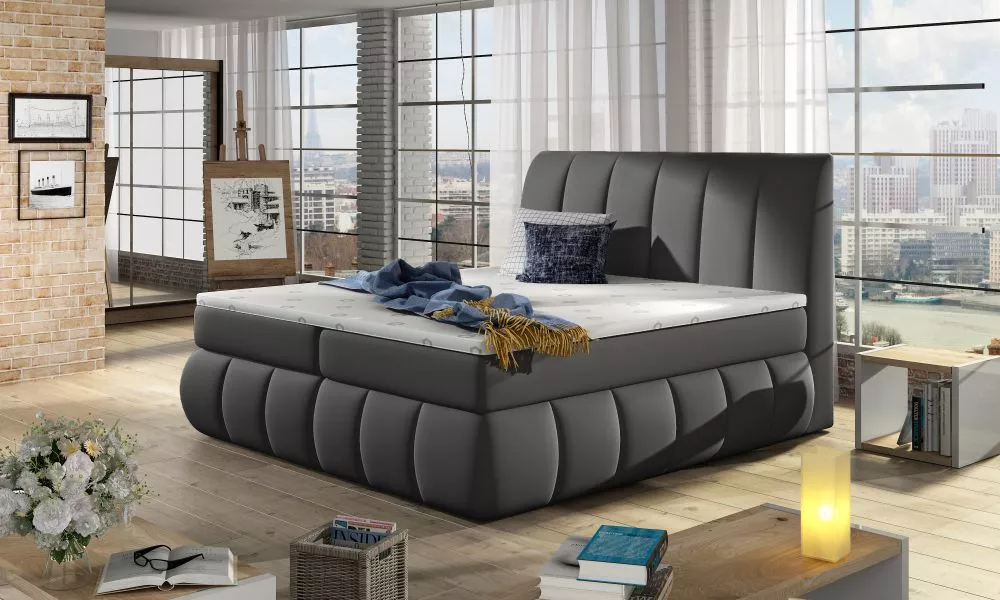 Gulta Vincenzo Boxspring Classic standard Guļamvietas platums: 160 cm, Guļamvietas garums: 200 cm, · Pelēks · 180 × 224 
