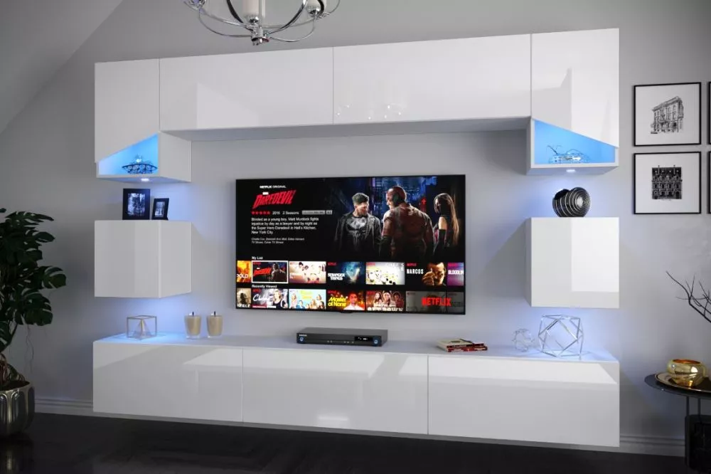 Sekcija IS S2 ar LED · Balts · 257 × 35 × 177 cm