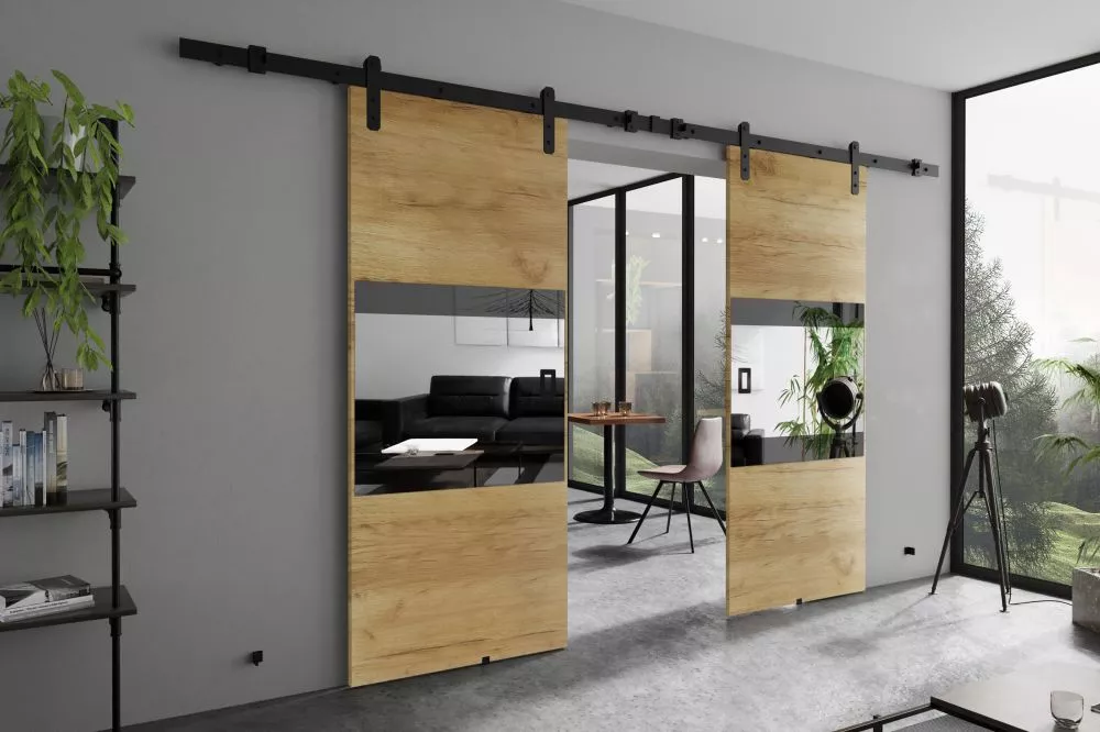 Bīdāmās durvis Mia Loft Duo · Ozols craft zelts · 212 × 205 cm