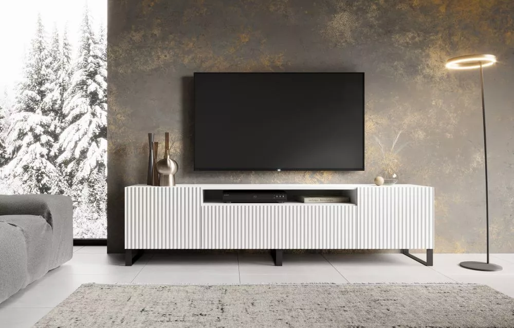 TV tumba Noemi · Balts · 200 × 41 × 53 cm