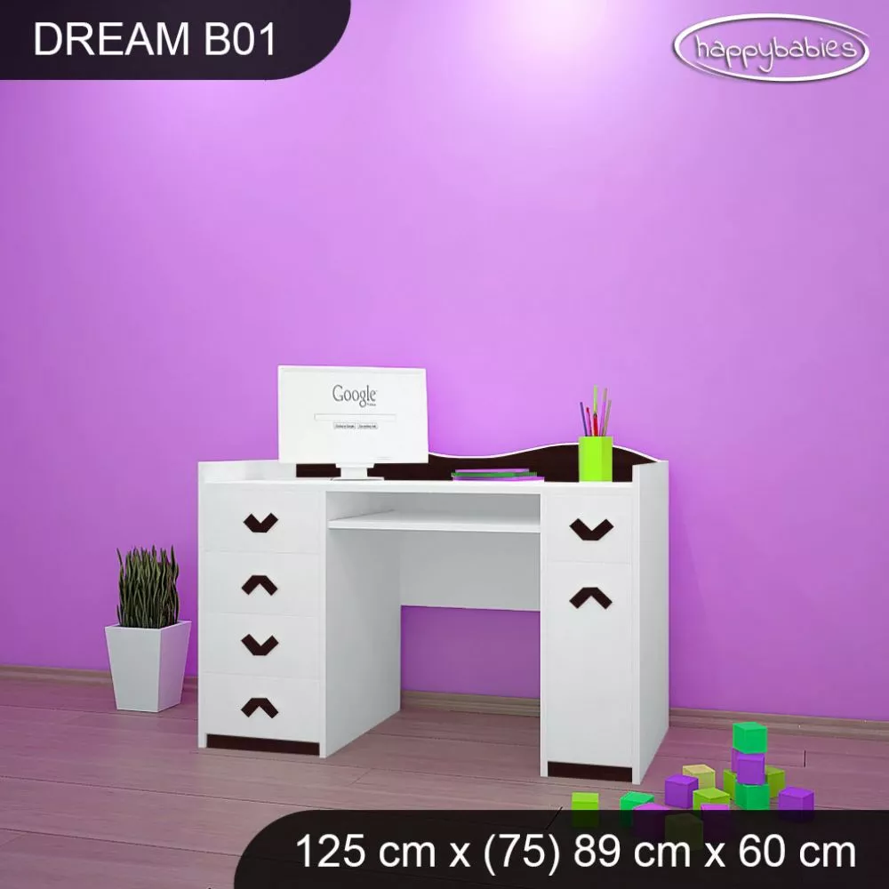 Bērnu rakstāmgalds Dream B01 Maksimālais augstums: 89 cm, · 125 × 75 × 60 cm