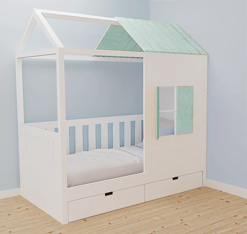 Bērnu gulta 130G ar stelāžu Stūra novietojums: Pa labi, Guļamvietas platums: 80 cm, Guļamvietas garums: 160 cm, · 87 × 1