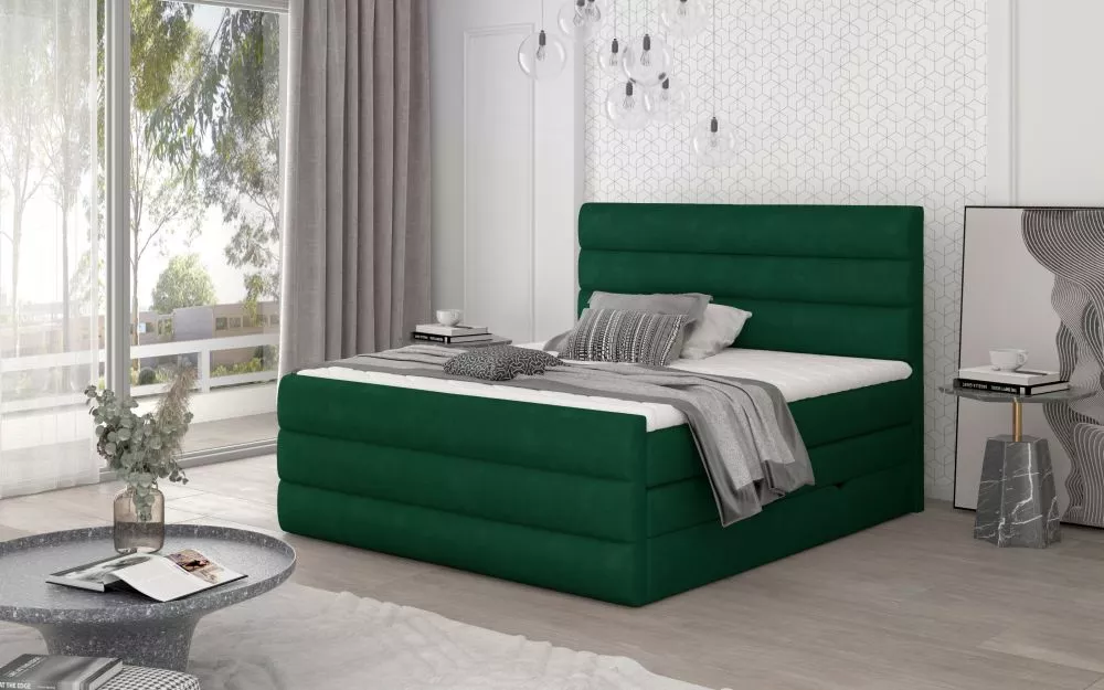 Gulta Cande Boxspring Lux standard Guļamvietas platums: 140 cm, Guļamvietas garums: 200 cm, · Zaļš · 140 × 220 × 133 cm