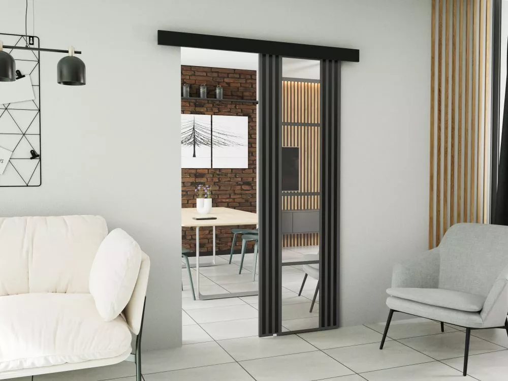 Bīdāmās durvis Empi Mirror · Antracīts · 66 × 205 cm