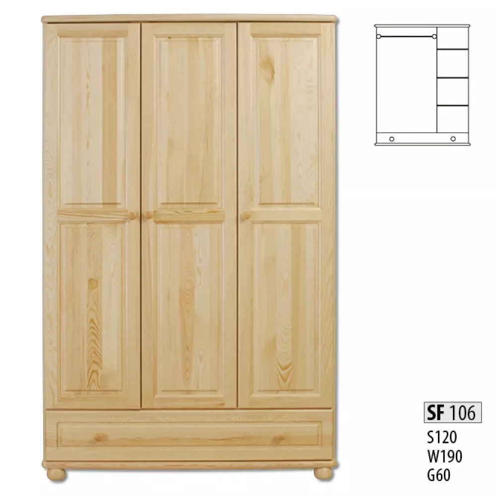 Skapis SF 106 · Priede · 120 × 60 × 190 cm