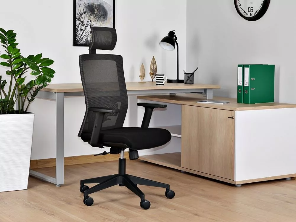 Datorkrēsls Task Sēdvietas platums: 46 cm, · Melns · 66.5 × 57 × 116 cm