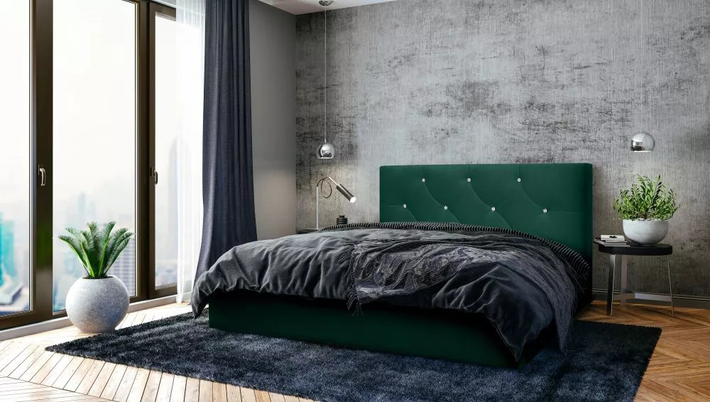 Gulta Dubaj Standard ar stelāžu Guļamvietas platums: 160 cm, Guļamvietas garums: 200 cm, stelāžas tips: koka, · Zaļš · 1