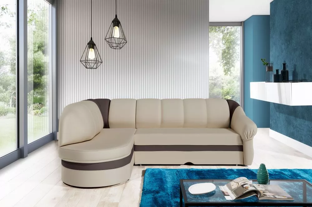 Dīvāns Benano standard · Krēma + brūns · 180 × 250 × 85 cm