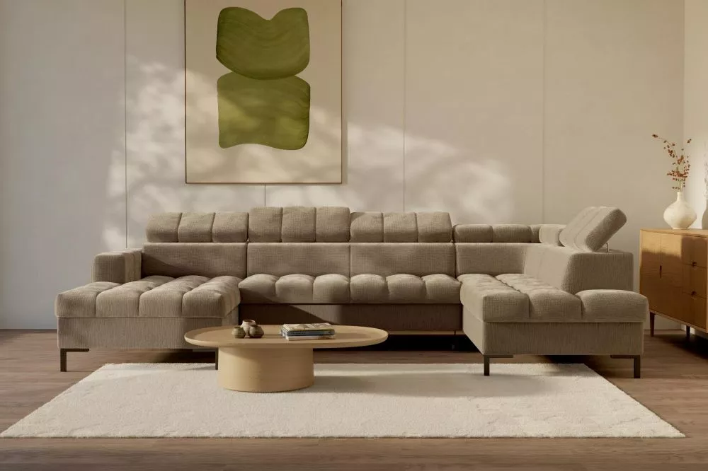 Dīvāns Tromso XL Standard · Gaiši brūns · 210 × 355 × 90 cm