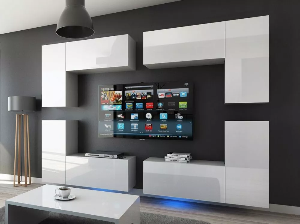 Sekcija Concept 20 gloss ar LED · Balts · 260 × 35 × 186 cm