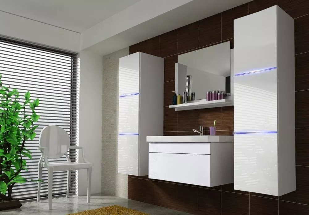 Vannas istabas komplekts Luna 2 60 ar LED · Balts · 110 × 120 × 35 cm